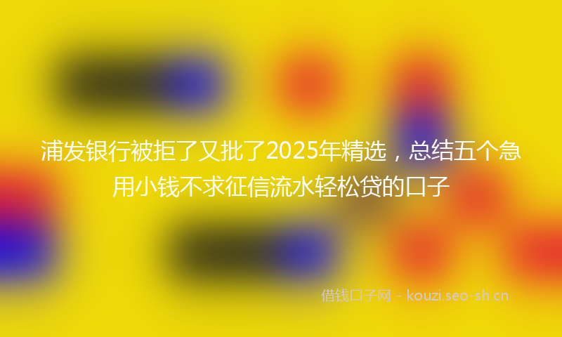 浦发银行被拒了又批了2025年精选，总结五个急用小钱不求征信流水轻松贷的口子