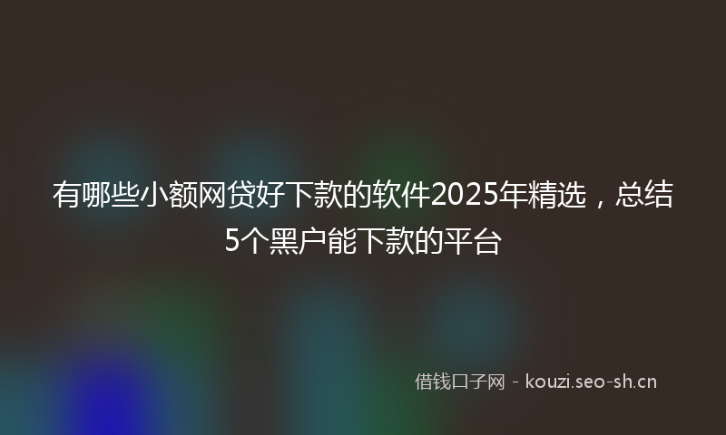 有哪些小额网贷好下款的软件2025年精选，总结5个黑户能下款的平台