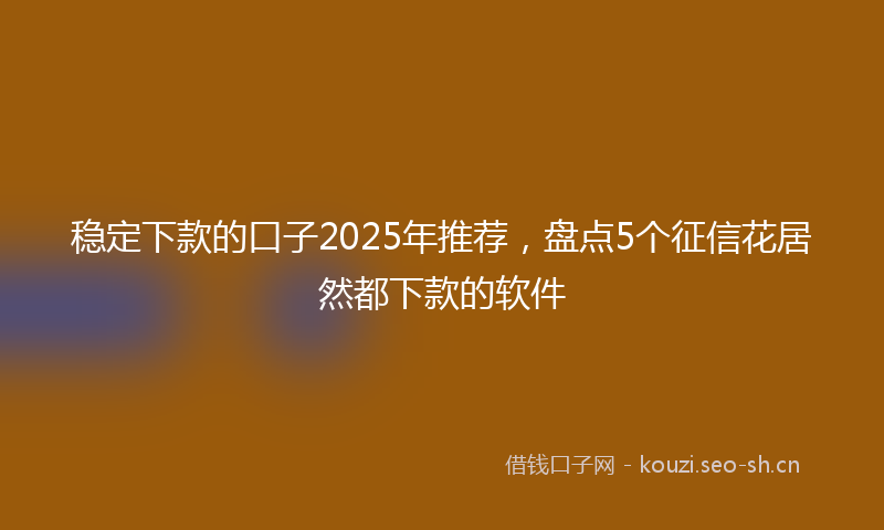 稳定下款的口子2025年推荐，盘点5个征信花居然都下款的软件
