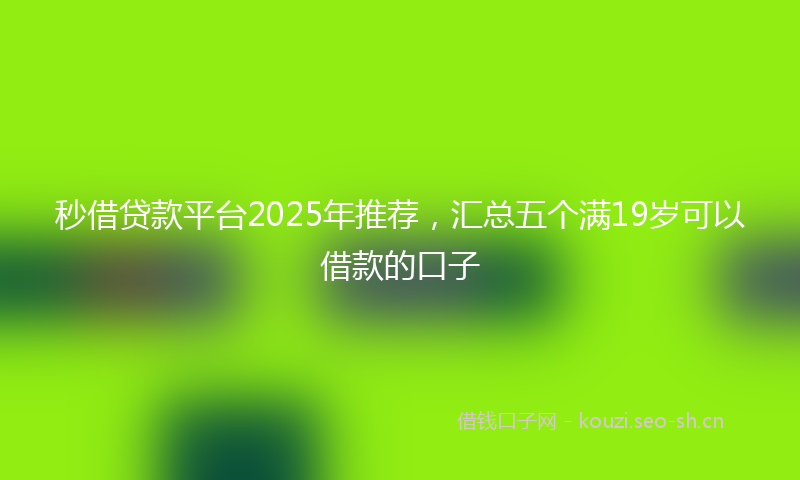 秒借贷款平台2025年推荐,汇总五个满19岁可以借款的口子