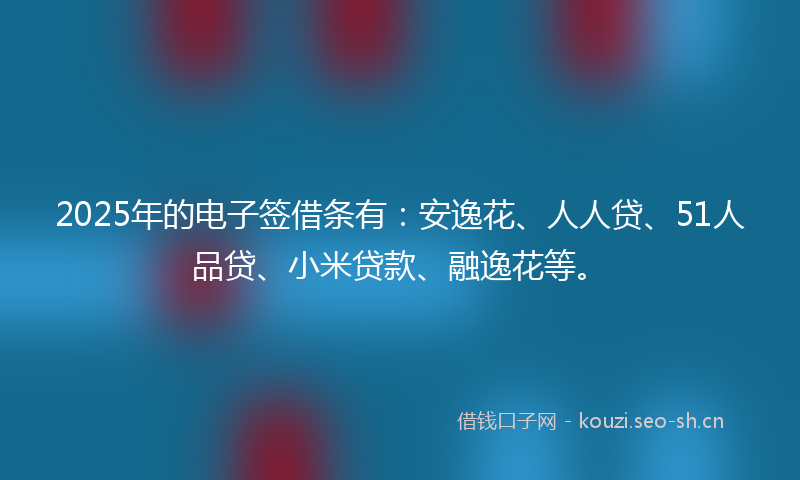 2025年的电子签借条有：安逸花、人人贷、51人品贷、小米贷款、融逸花等。