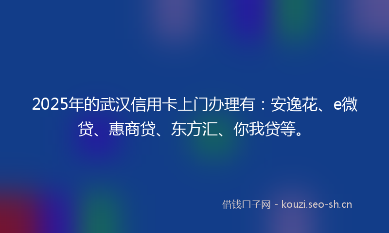 2025年的武汉信用卡上门办理有:安逸花、e微贷、惠商贷、东方汇、你我贷等。