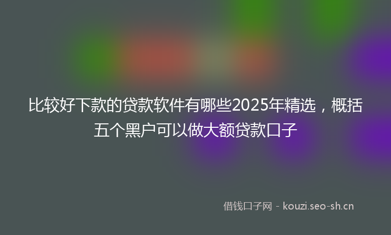 比较好下款的贷款软件有哪些2025年精选，概括五个黑户可以做大额贷款口子