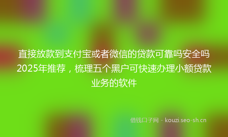 直接放款到支付宝或者微信的贷款可靠吗安全吗2025年推荐，梳理五个黑户可快速办理小额贷款业务的软件