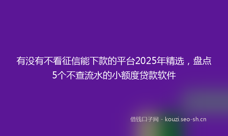 有没有不看征信能下款的平台2025年精选，盘点5个不查流水的小额度贷款软件