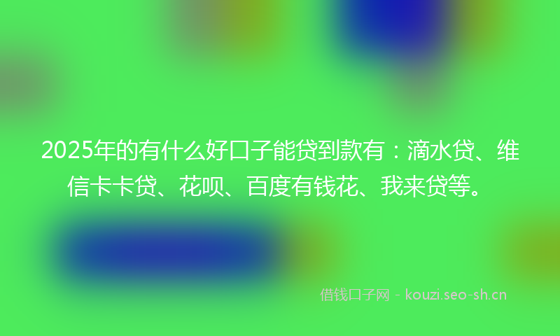 2025年的有什么好口子能贷到款有：滴水贷、维信卡卡贷、花呗、百度有钱花、我来贷等。