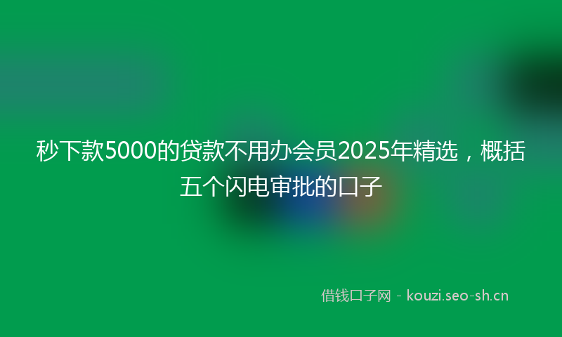 秒下款5000的贷款不用办会员2025年精选，概括五个闪电审批的口子