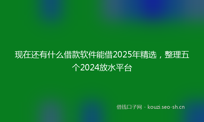 现在还有什么借款软件能借2025年精选，整理五个2024放水平台