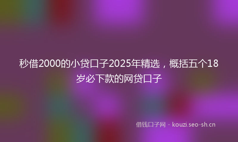 秒借2000的小贷口子2025年精选，概括五个18岁必下款的网贷口子