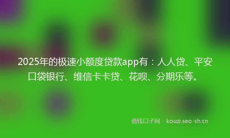 2025年的极速小额度贷款app有：人人贷、平安口袋银行、维信卡卡贷、花呗、分期乐等。