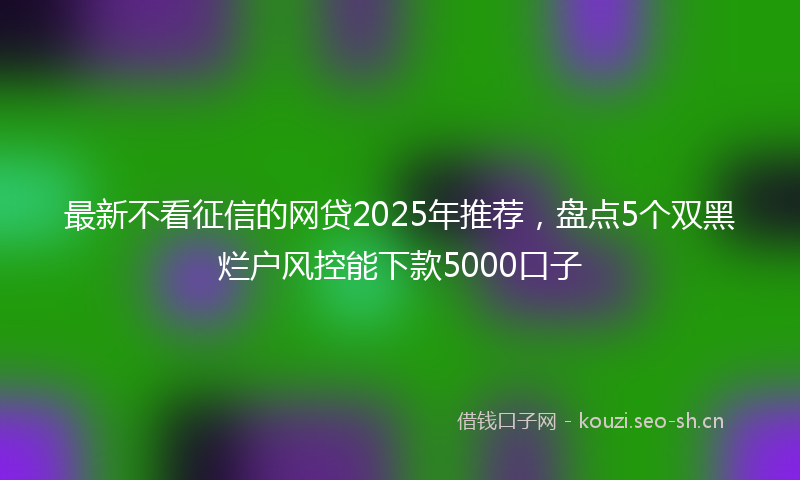最新不看征信的网贷2025年推荐，盘点5个双黑烂户风控能下款5000口子