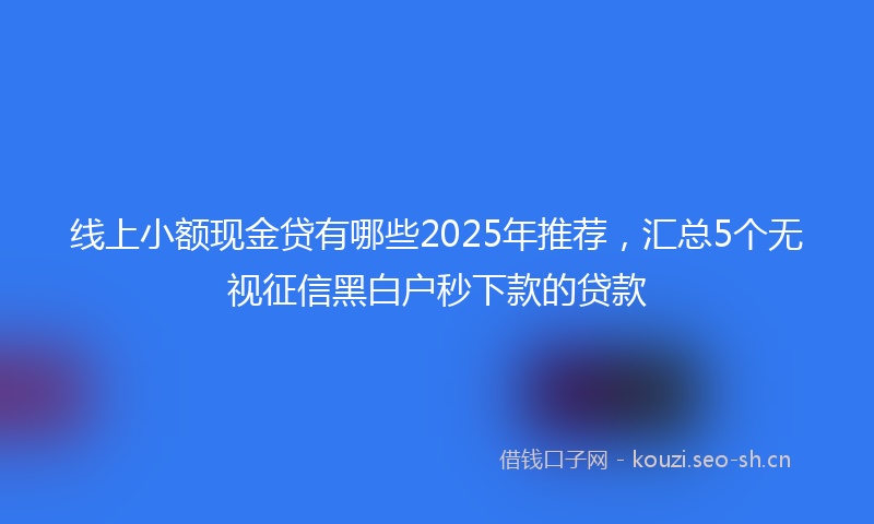 线上小额现金贷有哪些2025年推荐,汇总5个无视征信黑白户秒下款的贷款