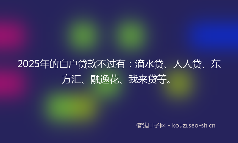 2025年的白户贷款不过有：滴水贷、人人贷、东方汇、融逸花、我来贷等。