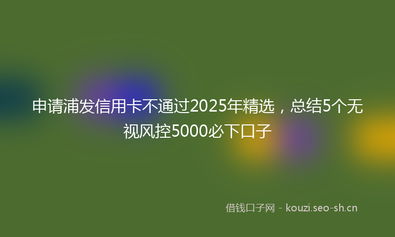 申请浦发信用卡不通过2025年精选,总结5个无视风控5000必下口子