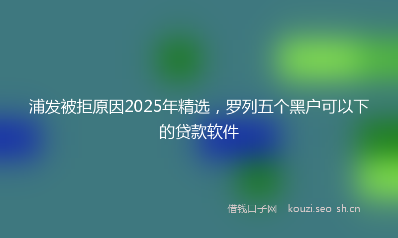 浦发被拒原因2025年精选，罗列五个黑户可以下的贷款软件