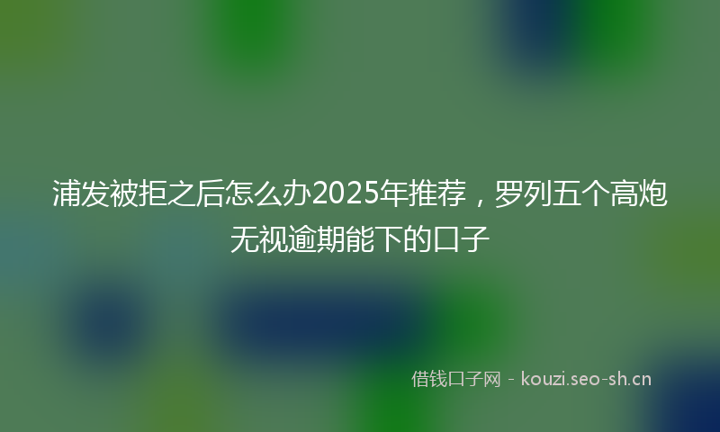 浦发被拒之后怎么办2025年推荐,罗列五个高炮无视逾期能下的口子