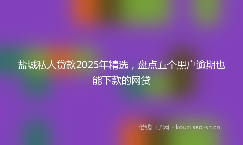 盐城私人贷款2025年精选，盘点五个黑户逾期也能下款的网贷
