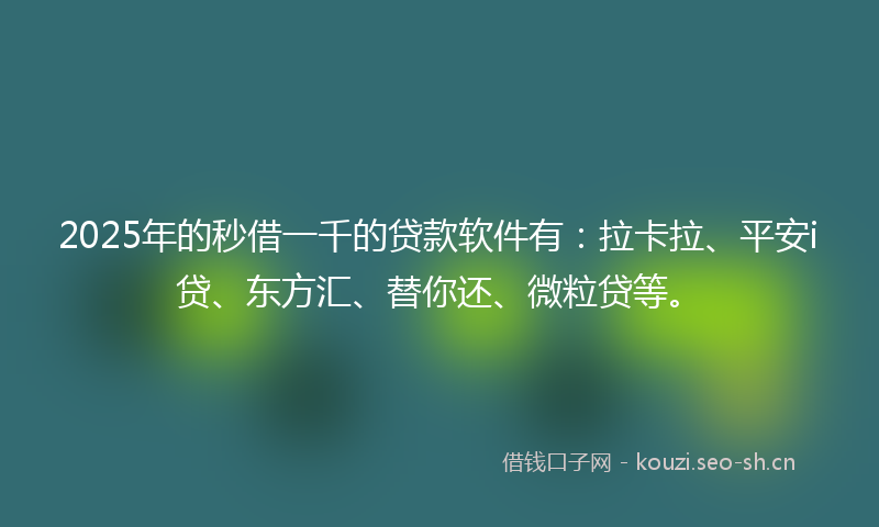 2025年的秒借一千的贷款软件有：拉卡拉、平安i贷、东方汇、替你还、微粒贷等。