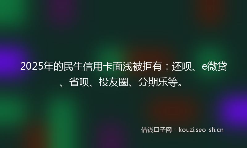 2025年的民生信用卡面浅被拒有：还呗、e微贷、省呗、投友圈、分期乐等。