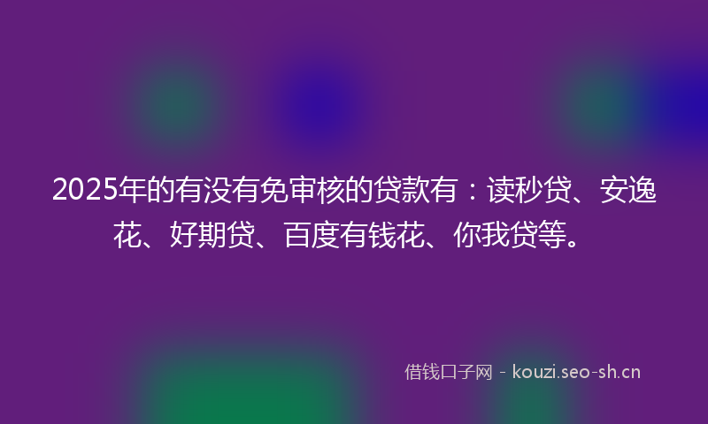 2025年的有没有免审核的贷款有：读秒贷、安逸花、好期贷、百度有钱花、你我贷等。