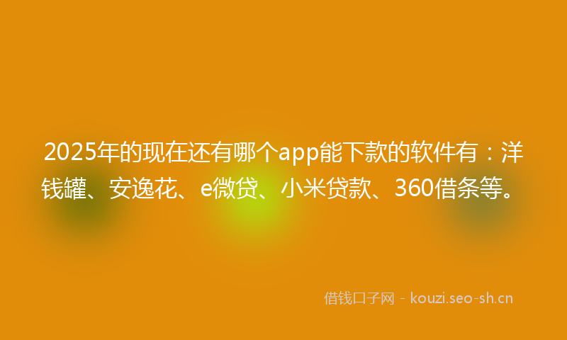 2025年的现在还有哪个app能下款的软件有：洋钱罐、安逸花、e微贷、小米贷款、360借条等。