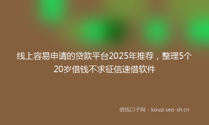 线上容易申请的贷款平台2025年推荐，整理5个20岁借钱不求征信速借软件
