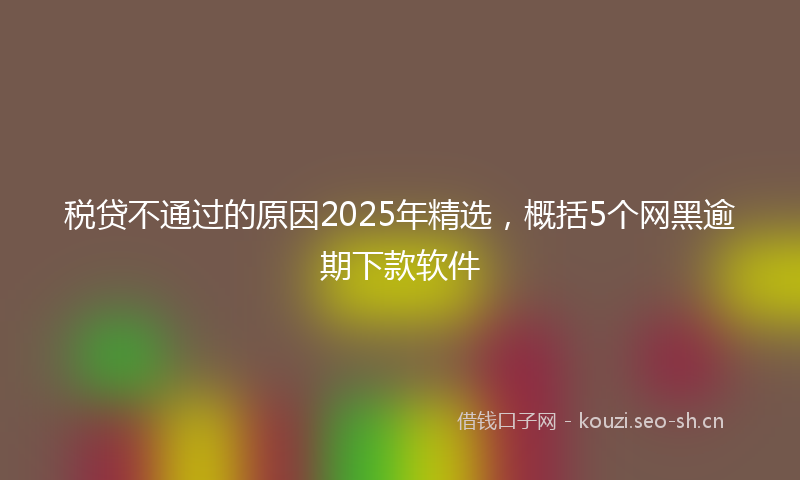 税贷不通过的原因2025年精选，概括5个网黑逾期下款软件