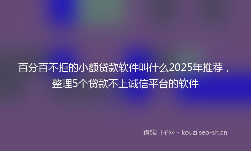 百分百不拒的小额贷款软件叫什么2025年推荐，整理5个贷款不上诚信平台的软件