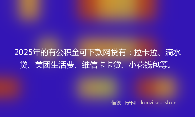 2025年的有公积金可下款网贷有：拉卡拉、滴水贷、美团生活费、维信卡卡贷、小花钱包等。