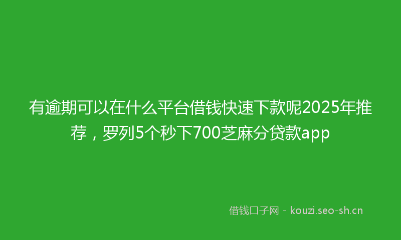 有逾期可以在什么平台借钱快速下款呢2025年推荐，罗列5个秒下700芝麻分贷款app