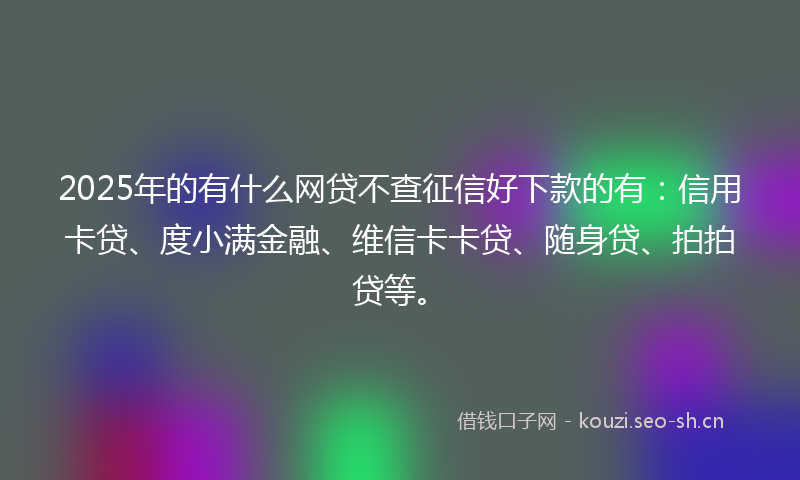 2025年的有什么网贷不查征信好下款的有：信用卡贷、度小满金融、维信卡卡贷、随身贷、拍拍贷等。