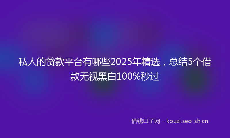 私人的贷款平台有哪些2025年精选，总结5个借款无视黑白100%秒过
