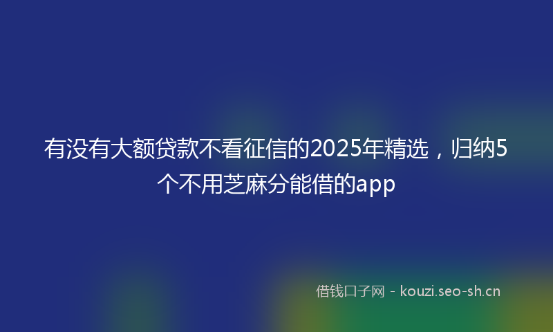 有没有大额贷款不看征信的2025年精选，归纳5个不用芝麻分能借的app