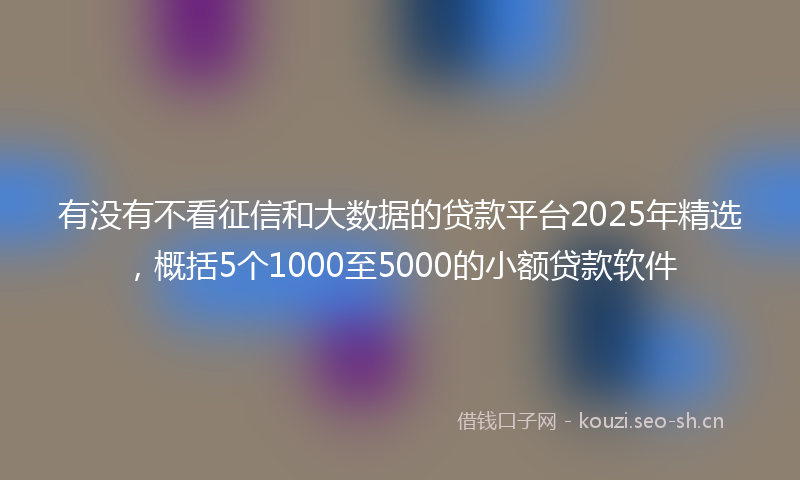 有没有不看征信和大数据的贷款平台2025年精选,概括5个1000至5000的小额贷款软件