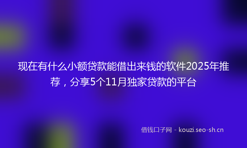 现在有什么小额贷款能借出来钱的软件2025年推荐，分享5个11月独家贷款的平台
