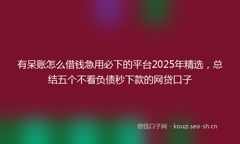 有呆账怎么借钱急用必下的平台2025年精选，总结五个不看负债秒下款的网贷口子