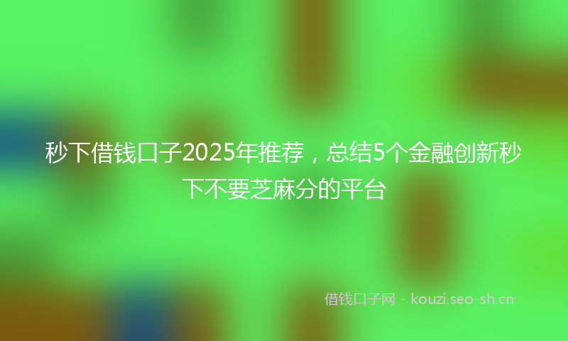 秒下借钱口子2025年推荐，总结5个金融创新秒下不要芝麻分的平台