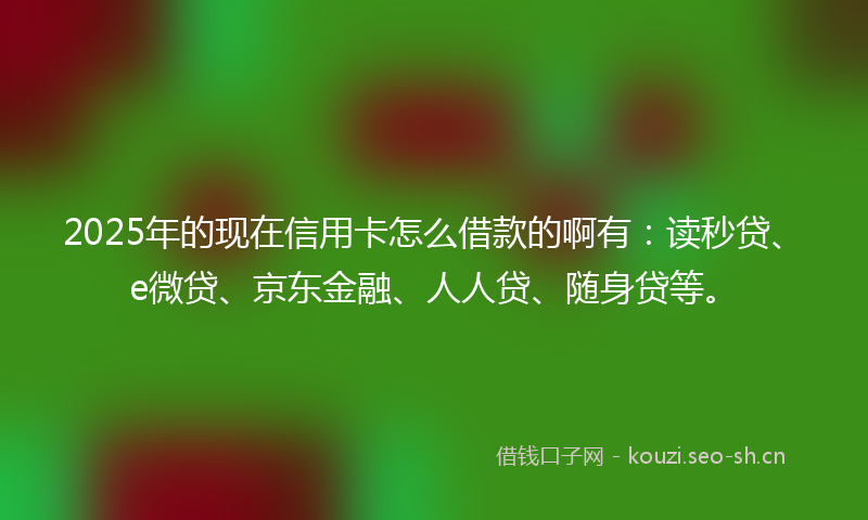 2025年的现在信用卡怎么借款的啊有：读秒贷、e微贷、京东金融、人人贷、随身贷等。
