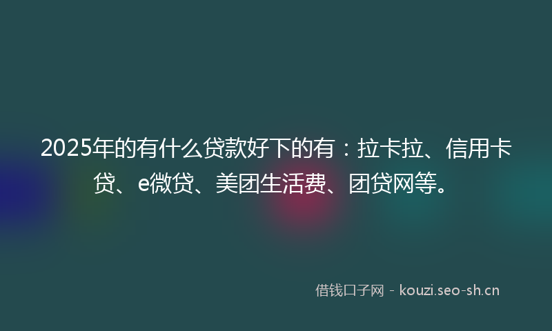 2025年的有什么贷款好下的有：拉卡拉、信用卡贷、e微贷、美团生活费、团贷网等。
