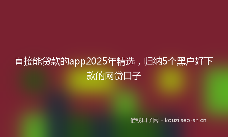 直接能贷款的app2025年精选，归纳5个黑户好下款的网贷口子