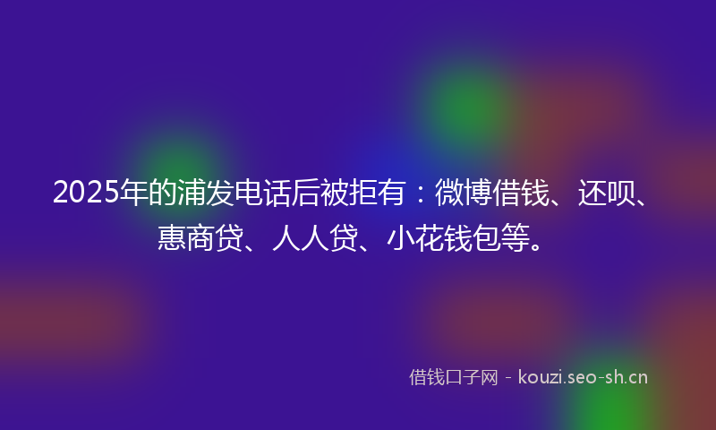 2025年的浦发电话后被拒有：微博借钱、还呗、惠商贷、人人贷、小花钱包等。