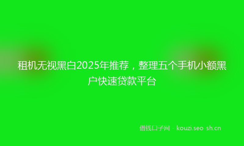 租机无视黑白2025年推荐，整理五个手机小额黑户快速贷款平台