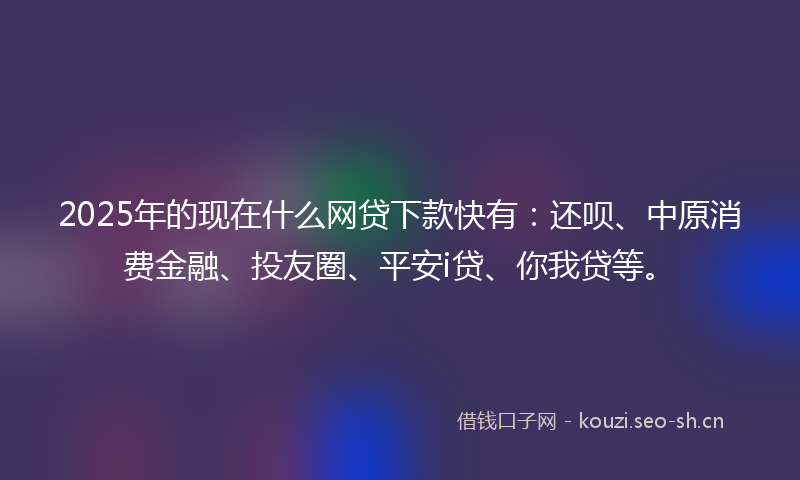 2025年的现在什么网贷下款快有：还呗、中原消费金融、投友圈、平安i贷、你我贷等。