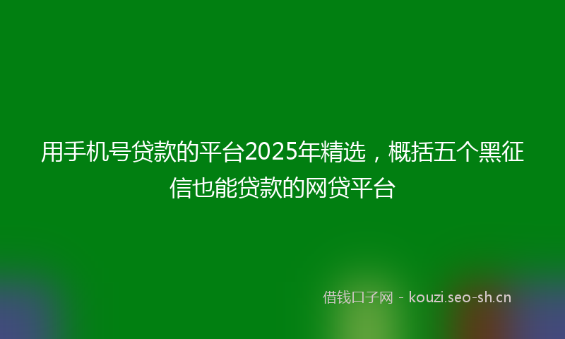 用手机号贷款的平台2025年精选，概括五个黑征信也能贷款的网贷平台