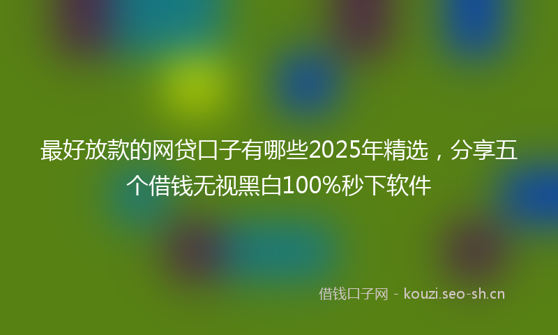 最好放款的网贷口子有哪些2025年精选，分享五个借钱无视黑白100%秒下软件