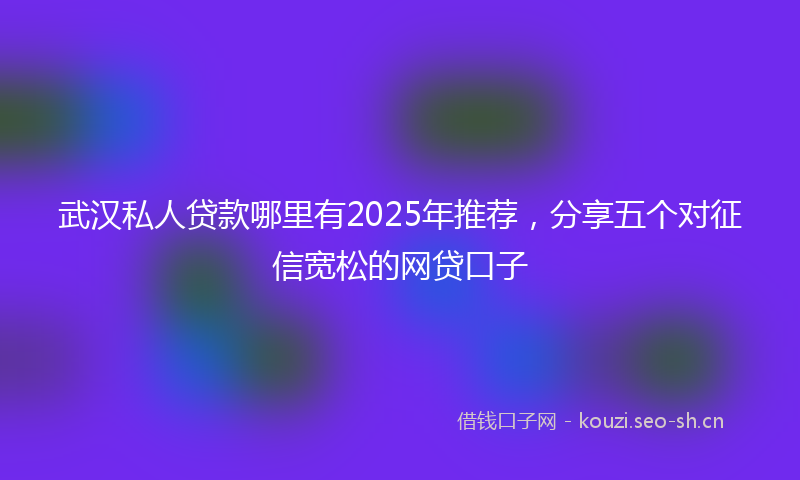武汉私人贷款哪里有2025年推荐，分享五个对征信宽松的网贷口子