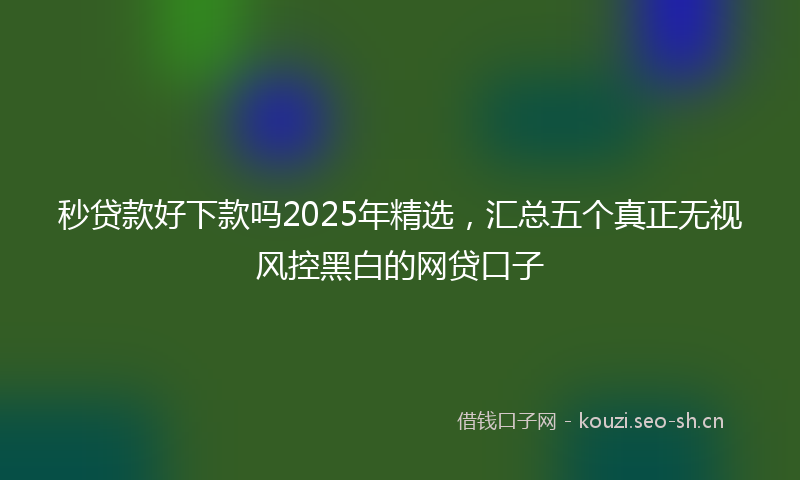 秒贷款好下款吗2025年精选，汇总五个真正无视风控黑白的网贷口子
