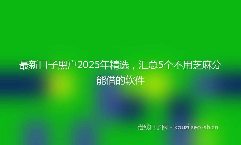 最新口子黑户2025年精选，汇总5个不用芝麻分能借的软件