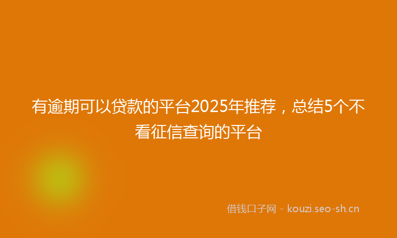 有逾期可以贷款的平台2025年推荐，总结5个不看征信查询的平台