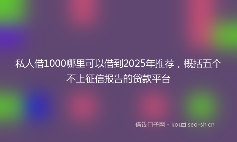 私人借1000哪里可以借到2025年推荐，概括五个不上征信报告的贷款平台